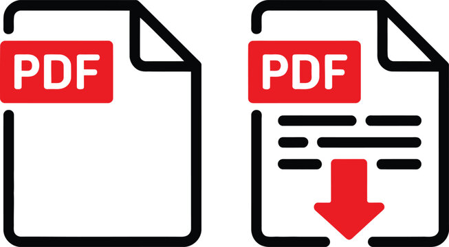 Two pdf icons with the second one having a download arrow indicating downloadable content.