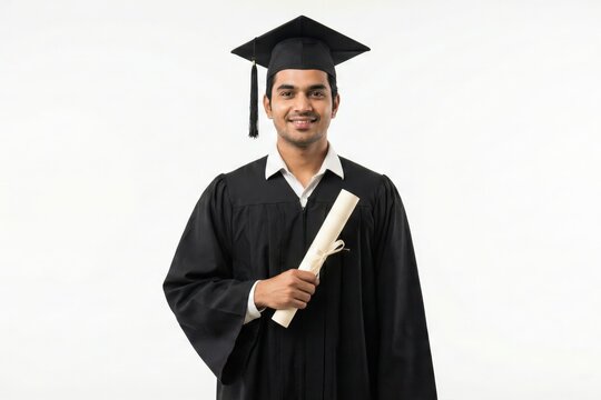 Indian Male Graduate Holding Diploma &ndash; Education Achievement Concept