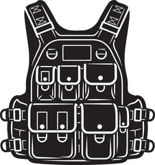 Robust tactical vest illustration, showcasing essential protective gear for security and outdoor activities