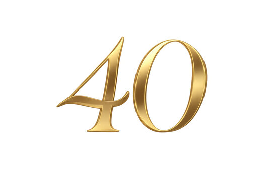 Golden 3d number 40 celebrating anniversary or birthday