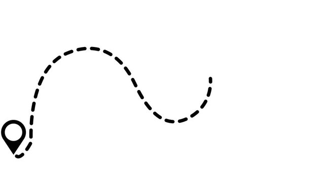 Minimalist plane travel track with destination icon, flight path animation on white screen, world travel and tourism concept for video editing, professional motion graphics for bloggers. 4K