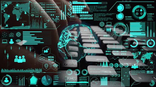 Data center monitoring dashboard visualize network performance, connection status, usage rate, and telecommunication insight. Data center monitoring efficiency improvement network transparency. Thunk