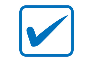 Blue Check Mark Icon in Rounded Square Border, Verified Tick Symbol for Success and Validation, Web Design UI Button, Mobile App Interface Element, Flat Vector Illustration © Thiru Selvam 