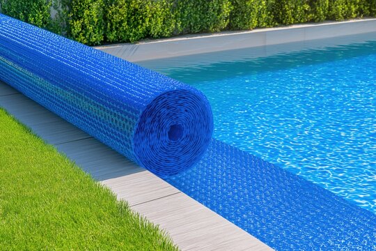Blue Bubble Solar Cover for a Swimming Pool