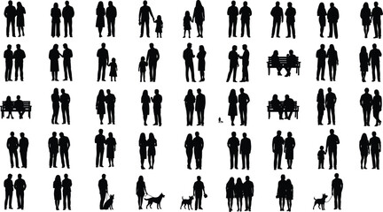 Black dinosaur silhouettes collection featuring T-Rex, Triceratops, Stegosaurus, and baby dinosaurs hatching from eggs, isolated vector icons for creative design projects © Monjila