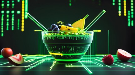 Creative Advertising Shot of Digital Wellness Smoothie in Cinematic Lighting