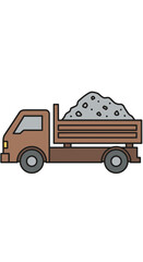 Obraz premium Heavy Duty Dump Truck Carrying Gravel For Construction Sites Detailed Illustration
