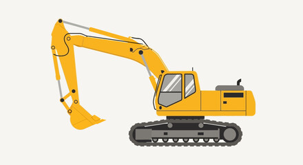 Heavy Duty Excavator Machine Industrial Construction Equipment Vector Graphic