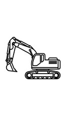Heavy Duty Excavator Machine Line Art Construction Equipment Vehicle