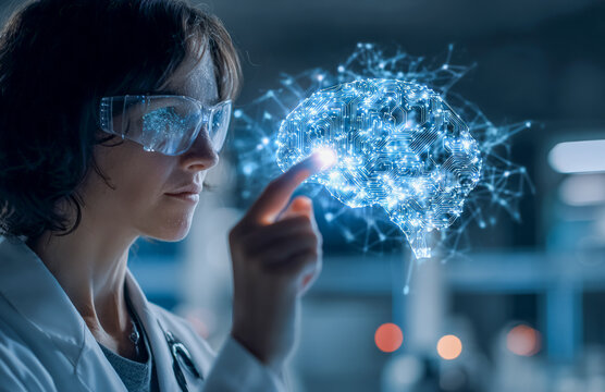 Symbolfoto, Einsatz von Technologie und k&uuml;nstlicher Intelligenz in der Medizin und Forschung, f&uuml;r Diagnose, Analyse, Behandlung, Technologieinnovation, Generative AI