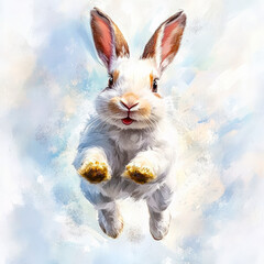 Illustration, Laufender, Hase Osterhase, Generative AI
