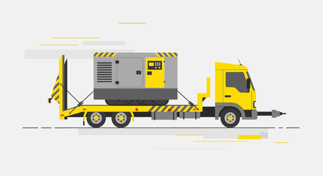 Heavy Duty Generator Transported By Flatbed Truck