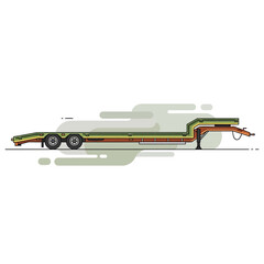 Heavy Duty Lowboy Trailer Vector Art For Transport Logistics