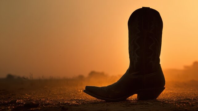 Minimalist silhouette of a western boot in golden hour