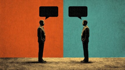 Silhouette of businessman and businesswoman talking.