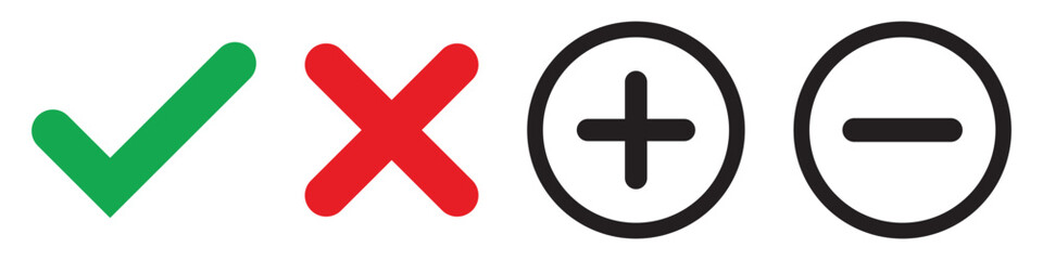 Obraz premium Red cross and green check mark