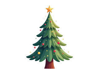 Fototapeta premium A decorated Christmas tree with a shining star at the top