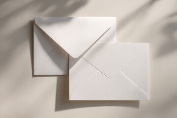 Minimalist white envelope with blank invitation card for stationery mockup presentation