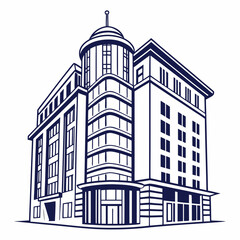 A large building with a tower and many windows Vector