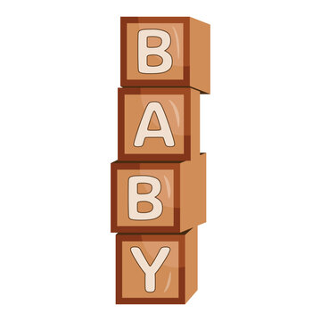Wooden baby letter blocks illustration