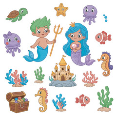 Cute Little Mermaids and Sea Animals Collection