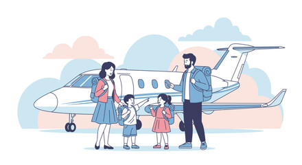 Family Vacation Adventure Boarding Private Jet For Exciting Travel