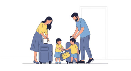 Family Vacation Preparation With Luggage For Adventure And Travel Excitement