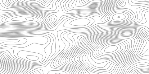 Abstract black and white topographic map texture with flowing contour elevation lines, minimalist terrain relief pattern in gray on white or transparent background for geography and graphic design.  © Hasan