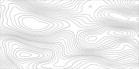 Abstract black and white topographic map texture with flowing contour elevation lines, minimalist terrain relief pattern in gray on white or transparent background for geography and graphic design.  © Hasan