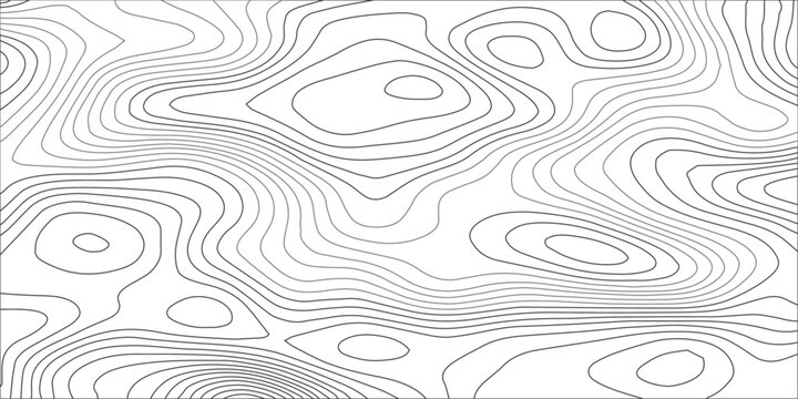 Minimalist abstract topographic contour line background featuring smooth flowing elevation curves, black and gray terrain map patterns on white or transparent surface for digital relief and design art