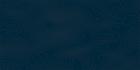 Abstract navy blue topographic map background with white and light gray vector contour lines representing terrain elevation, geographic relief and organic seamless terrain pattern design © Hasan