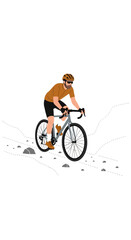 Fototapeta premium Gravel Cyclist Navigating Rocky Terrain With Determination