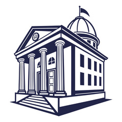 A building with a dome and columns on the front Vector © A