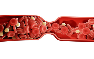 Cross-Section Of A Blood Vessel With Red Blood Cells Flowing Through Circulation
