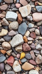 Multicolored Ground with Natural Surface Texture and Pebbles Showing Variety of Colors and Shapes