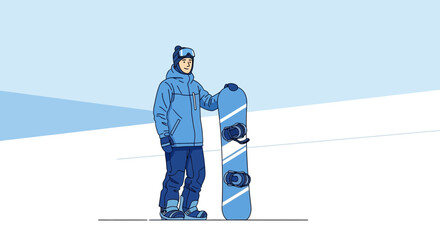 Joyful Snowboarder Ready For Winter Adventure On Snowy Slopes
