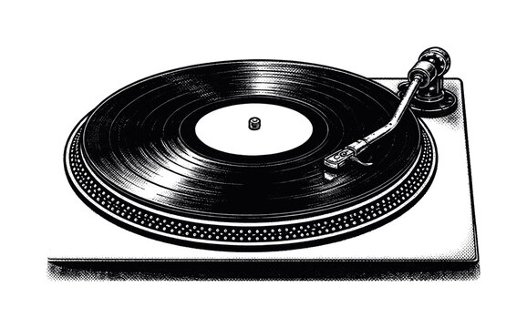 Vinyl Record Still. A vinyl record placed on a turntable with the needle resting at the very end of the groove