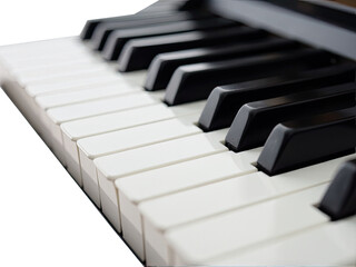 Naklejka premium Close-up shot of a piano keyboard showing individual black and white keys
