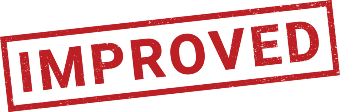 Red Rectangular Stamp with the Word IMPROVED in Distressed Red Font improved