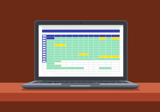 A laptop displays a colorful spreadsheet on a dark background. It represents corporate finance data. Modern, professional, and visually appealing.