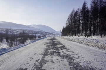 Obraz premium The Kolyma Highway in winter