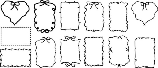 Collection of decorative borders and tags with bows