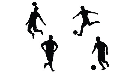 Obraz premium Soccer players' silhouettes show diverse actions in the game.