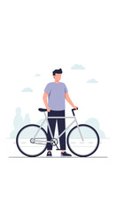 Obraz premium Man Standing With Bicycle Outdoor Adventure Modern Lifestyle Commuting Eco-Friendly Transport