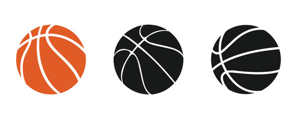 basketball ball isolated on white background vectors set.