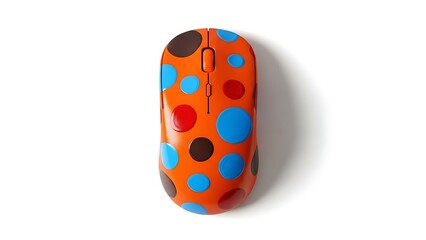 Colorful polka dot computer mouse on white background polka dots office accessory