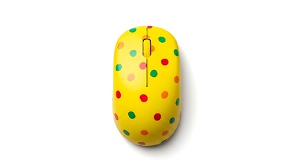 Colorful polka dot egg with black eyes and mouth polka dots blue