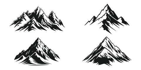 Silhouette Mountains Vector Logo Set &ndash; Capture the spirit of adventure and the beauty of the wild with this stunning Silhouette Mountains Vector Silhouette Set.