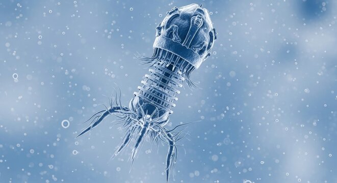 Microscopic view of a copepod in water