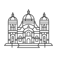 Fototapeta premium A detailed outline depiction of an ornate architectural building facade